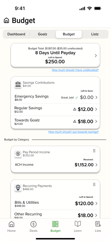 High-fidelity revision step for the budget landing page