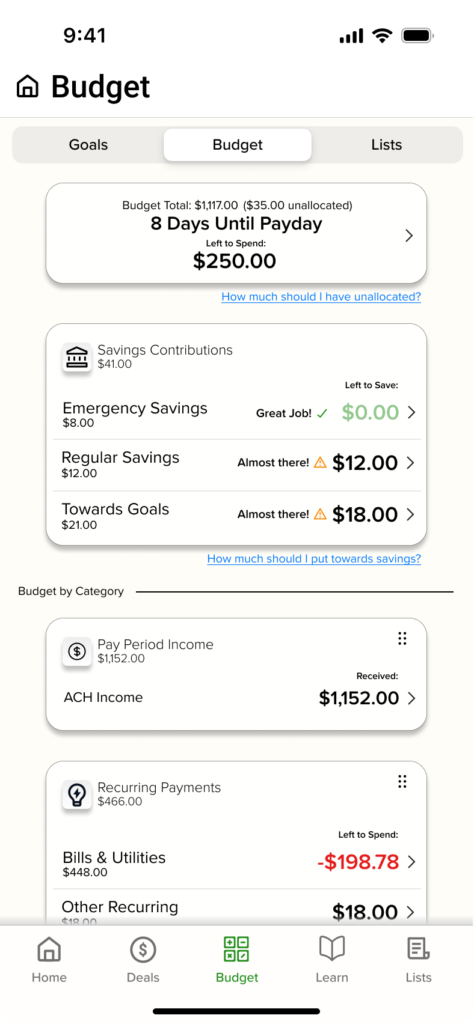 High-fidelity revision step for the budget landing page