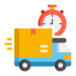 moving box truck with stopwatch in background.