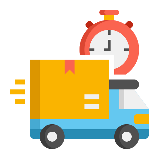 moving box truck with stopwatch in background.
